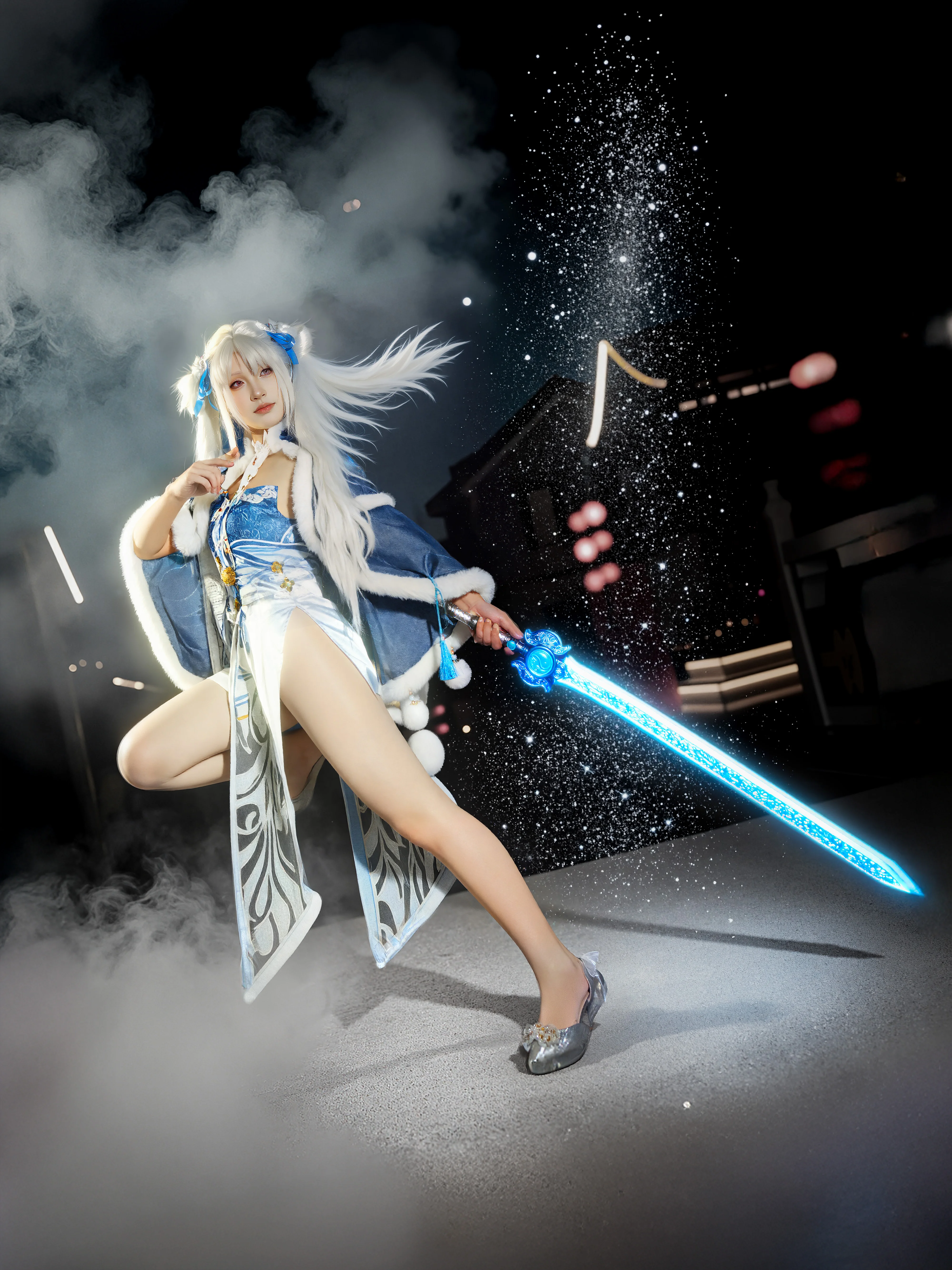 彩色烟尘+武器发光+抛头发 修图后